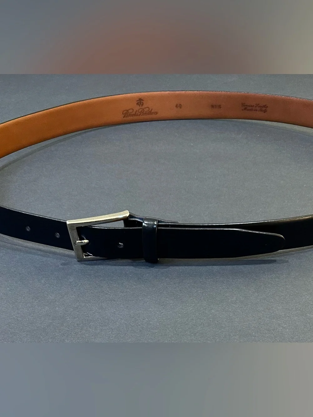 VTG 1990s-2000 Brooks Brothers Classic Black Smooth Leather Dress Belt Italy 40